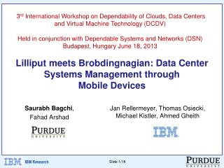 Lilliput meets Brobdingnagian : Data Center Systems Management through Mobile Devices