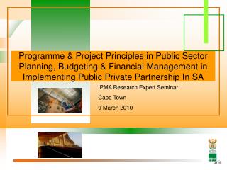 Programme &amp; Project Principles in Public Sector Planning, Budgeting &amp; Financial Management in Implementing Publi