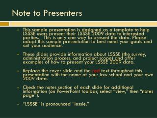 Note to Presenters
