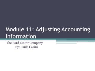 Module 11: Adjusting Accounting Information