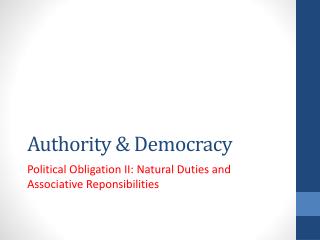 Authority &amp; Democracy