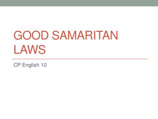 Good Samaritan Laws