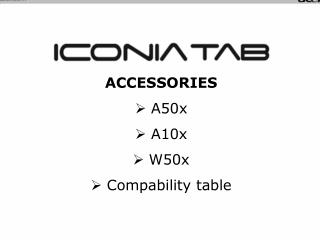 ACCESSORIES A50x A10x W50x Compability table