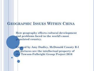 Geographic Issues Within China