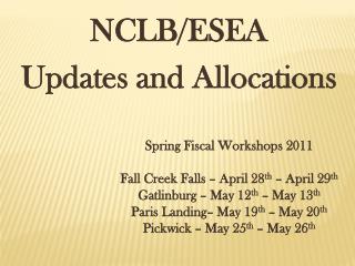 NCLB/ESEA Updates and Allocations