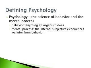 Defining Psychology