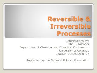 Reversible &amp; Irreversible Processes