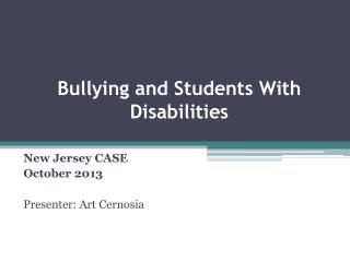 Bullying and Students With Disabilities