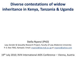 Diverse contestations of widow inheritance in Kenya, Tanzania &amp; Uganda