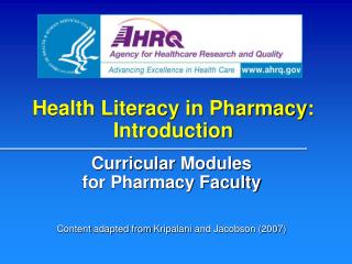 Health Literacy in Pharmacy: Introduction