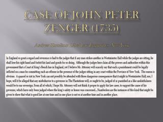 Case of John Peter Zenger (1735)
