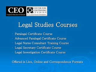 Legal Studies Courses