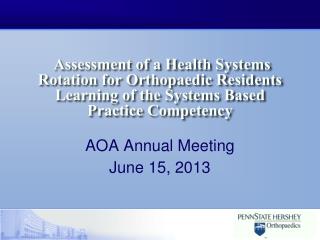Assessment of a Health Systems Rotation for Orthopaedic Residents Learning of the Systems Based Practice Competency