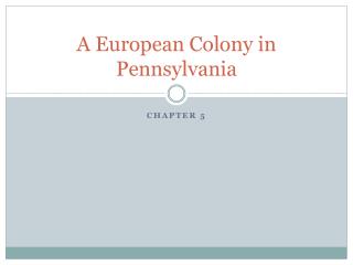 A European Colony in Pennsylvania