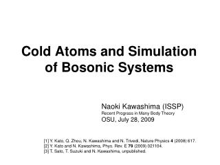 Cold Atoms and Simulation of Bosonic Systems