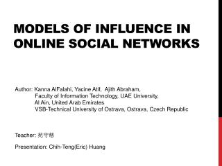 Models of Influence in Online Social Networks