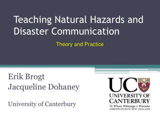 Teaching Natural Hazards and Disaster Communication