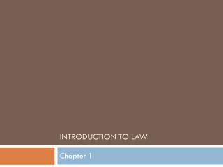 introduction to Law