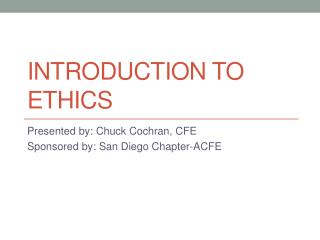 Introduction to Ethics