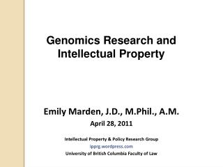 Genomics Research and Intellectual Property