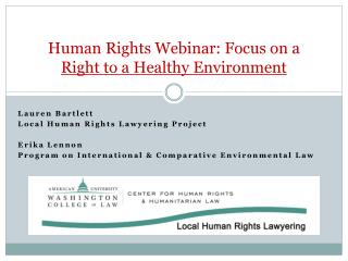 Human Rights Webinar: Focus on a Right to a Healthy Environment