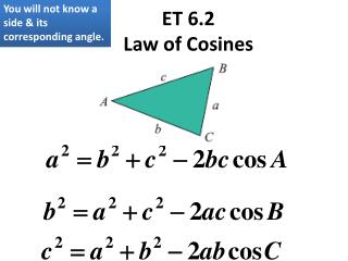 ET 6.2 Law of Cosines