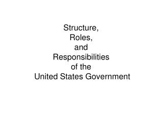 Structure, Roles, and Responsibilities of the United States Government