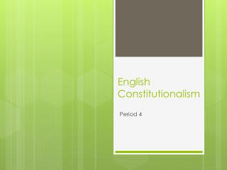 English Constitutionalism