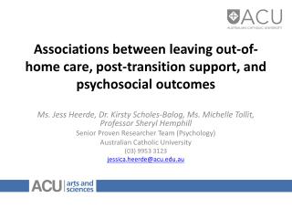 Associations between leaving out-of-home care, post-transition support, and psychosocial outcomes