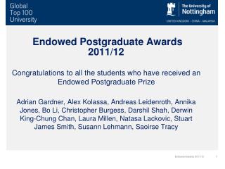 Endowed Postgraduate Awards 2011/12