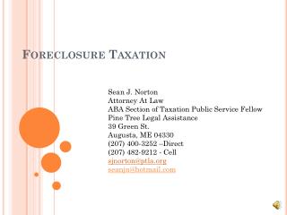 Foreclosure Taxation