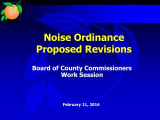 Noise Ordinance Proposed Revisions