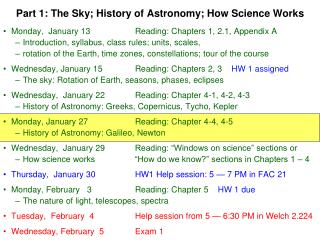 Part 1: The Sky; History of Astronomy; How Science Works