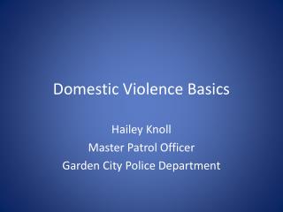 Domestic Violence Basics