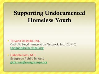 Supporting Undocumented Homeless Youth