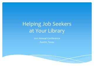 Helping Job Seekers at Your Library