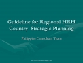 Guideline for Regional HRH Country Strategic Planning