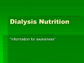 Dialysis Nutrition