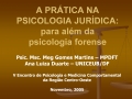 A PR TICA NA PSICOLOGIA JUR DICA: para al m da psicologia forense