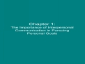 Chapter 1: The Importance of Interpersonal Communication in Pursuing Personal Goals