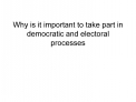 Why is it important to take part in democratic and electoral processes