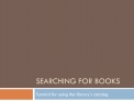 Searching for Books Tutorial