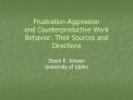 Frustration-Aggression and Counterproductive Work Behavior: Their Sources and Directions