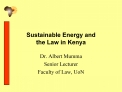 Sustainable Energy and the Law in Kenya