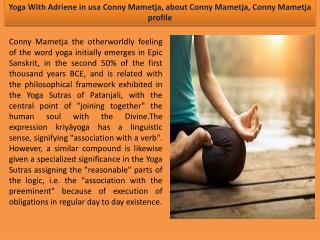 The Benefits of Yoga in usa Conny Mametja, about Conny Mametja, Conny Mametja profile