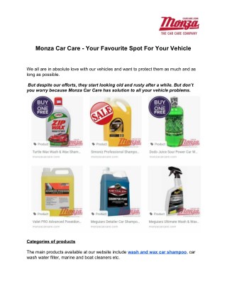 Monza Car Care - Your Favourite Spot For Your Vehicle