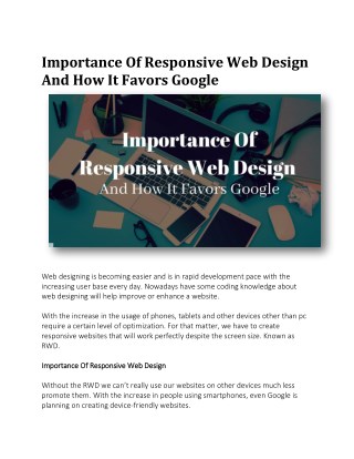 Importance Of Responsive Web Design And How It Favors Google