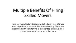 Get Benefits Of Hiring Skilled Movers