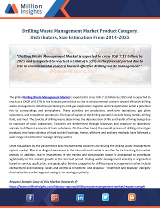 Drilling Waste Management Market Product Category, Distributors, Size Estimation From 2014-2025