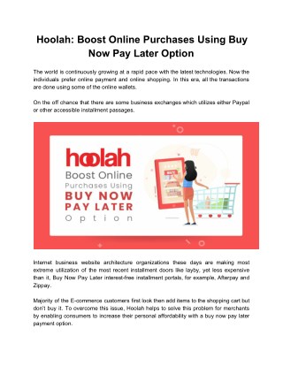 Hoolah: Boost Online Purchases Using Buy Now Pay Later Option